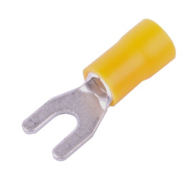 Końcówka widełkowa izolowana M4 żółta 100szt SGE