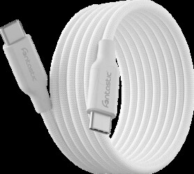 265853 USB data and charging cable, USB-C/USB-C, white, self-retracting