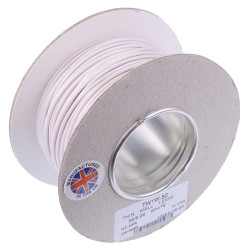 White 1mm Thin Wall Cable 32/0.2mm 50M Reel 16.5A