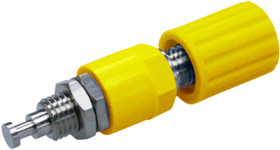 Pole terminal, 4 mm, yellow, 30 VAC/60 VDC, 36 A, solder connection/cable lug, nickel-plated, POL 6718 NI / GE