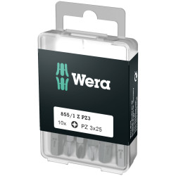 Wera 05072405001 855/1 Classic Tough Pozidriv PZ3 Screwdriver Bits, Pack of 10