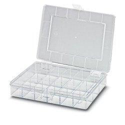Skrzynka z przegródkami l. przedziałów: 18 szerokość: 250mm wysokość: 46mm głębokość: 170mm Polistyren Przezroczysty