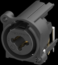 XLR/jack panel mount socket, 3 pole, gold-plated, polyamide, NCJ10FE-H-0