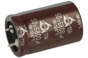 Kondensator; SNAP-IN; elektrolityczny; 6800uF; 50V; TDA; 20%; fi 25,4x40mm; 10mm; przewlekany (THT); luzem; -40...+105°C; 2000h;