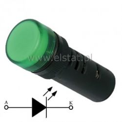 Kontrolka AD16-16E, 24V AC/DC zielona 16mm