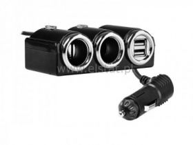 Rozg. gniazda zapalniczki sam. 1 na 2 + 2 USB