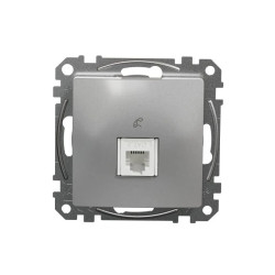 Gniazdo telefoniczne RJ11, srebrne aluminium, Sedna Design i Elements SDD113491