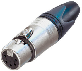 XLR jack, 5 pole, silver-plated, 1.0 mm², AWG 18, zinc die casting, NC5FXX