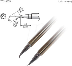 T52-J005 Aktiv-Lötspitze T52-I015, 0,05 mm, gebogen, konisch, 2 Stück