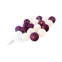 Lampki ozdobne GIRLANDA COTTON BALLS 20kull fioletowe
