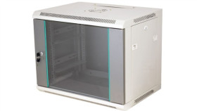 Szafa Rack Wisząca 19 Cali 12U 600X450, Niedzielona, Drzwi Szklane, Kolor Szary