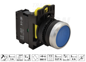 Przycisk sterowniczy kryty 22mm IP65 niebieski NO zestaw