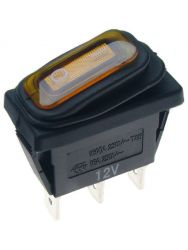 Przełącznik hermetyczny KCD1Y-12VDC 20A;podśw.żółty;6.3mm;ON-OFF;