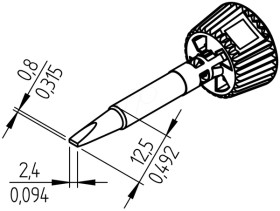 0142CDLF24L ERSADUR soldering tip, 2.4 mm, chisel-shaped
