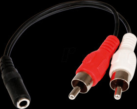 MUFMRCA Audio Cable, 3,5 mm Jack Socket to Cinch Connector, 0,15 m