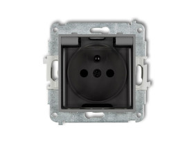 ICON Mechanizm gniazda bryzgoszczelnego z uziemieniem 2P+Z z przesłonami szary mat IP44 27IGPB-1zdp KARLIK