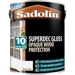 Sadolin 5028852 Superdec Opaque Wood Protection Super White Gloss 5 litre