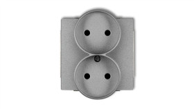 Deco Gniazdo Podwójne B/U Srebrny Metalik 7Dgpr-2P
