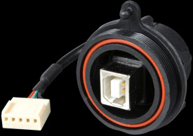 PX0843/B Front panel mounting USB connector, IP68 type B, crimp