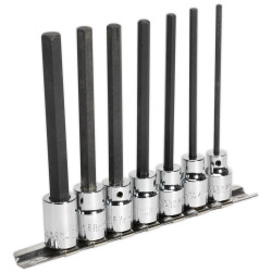 Sealey AK62254 Hex Socket Bit Set 7pc 3/8&quot;Sq Drive 110mm Metric
