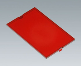 Front plate, PC, (W x H) 67 x 42 mm, red/transparent, B6803300