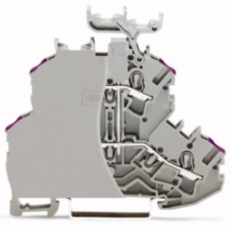 Double level terminal, spring-clamp connection, 0.25-4.0 mm², 2 pole, 24 A, 8 kV, gray, 2002-2238/099-000
