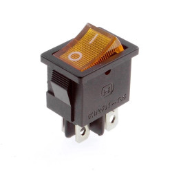 Włącznik ON-OFF klawiszowy 12Vdc pomarańczowy, podświetlany, DPST 4P
