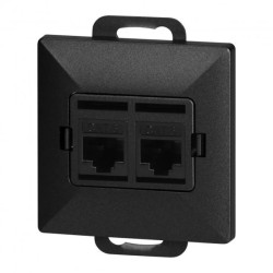 Gniazdo 2xRJ45 Cat5 Pearl, RJ45-5CAT/P2, czarny,OR-OE-7715/2/B