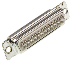 Złącze D-Sub 25-pinowe Żeński Proste Montaż na panelu raster 2.76mm Złoto na niklu