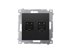 SIMON 54 Gniazdo komputerowe podwójne czarny 2xRJ45 kat.6 z przesłoną przeciwkurzową D62.01/49 KONTAKT SIMON