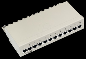 Mini patch panel, Cat5e, 12 ports