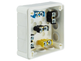 Puszka n/t 98x98x42mm IP55 12-wl dławnica gumowa z zaciskami biała VP 041-51 61.140 ELEKTRO-PLAST