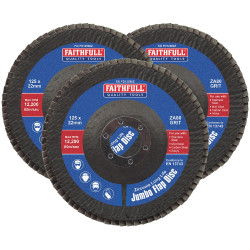Faithfull FAIFD12580Z3 Zirconia Abrasive Jumbo Flap Disc 125 x 22mm 80 Grit 3Pk