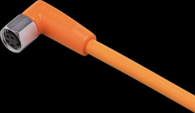 Sensor actuator cable, M8 cable socket, angled, A to open end, 4 pole, 10 m, PVC, orange, 3 A, EVT140
