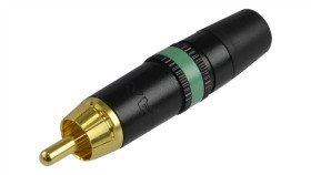 Rean Wtyk Rca Cinch Na Kabel Do 6,1Mm Pozłacany Czarno-Zielony Nys373-5