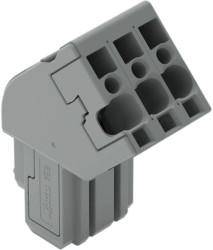 Socket header, 3 pole, pitch 5 mm, angled, gray, 769-103/022-000