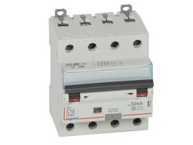 Wyłącznik różnicowoprądowy z członem nadprądowym C 10A 3P+N 6kA 30mA typ AC P314 serii DX3 411185 LEGRAND
