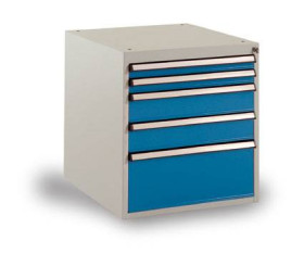 Manuflex SP1022.7035 Szafa szufladowa PROTEC stacjonarna 500x580x560, 5 szuflad RAL7035 jasnoszary (S x W x G) 500 x 560