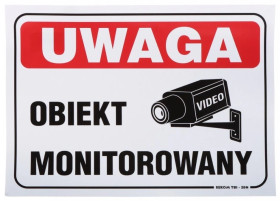 Naklejka /Uwaga obiekt monitorowany/ N-35X25