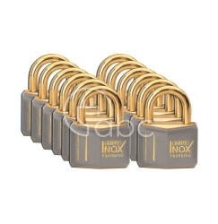 Kłódka LOTO mosiężna, szekla 21 mm, szara (12 szt.), 051358