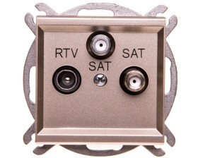 SONATA Gniazdo antenowe RTV-SAT-SAT szampański złoty GPA-R2S/m/39