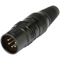 Hicon HI-X5CM-M XLR Connector Plug Straight 5 Pins Black Strong Strain Relief