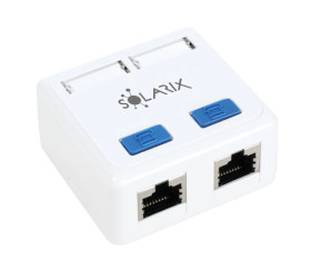 Gniazdko Solarix CAT5E UTP 2 x RJ45 natynkowe białe SX288-5E-STP-WH