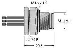 Turck 6936231 Wbudowane złącze czujnika/aktuatora złącze męskie chassis do wbudowania 10 szt.
