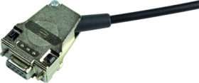 D-Sub connector housing, size: 1 (DE), angled 45°, cable Ø 3 to 9.5 mm, metal, silver, 09670090334