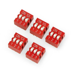 Przełącznik DIP switch 3-polowy - czerwony - 5szt.