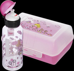 518137 EMSA Kids drinks bottle and lunch box, princess, transparent, pi