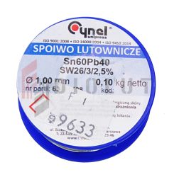 Cyna do lutowania 1,00mm 100g Cynel