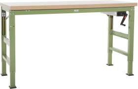 Stół podstawowy PROFI Ergo K z szarą, linolową płytą podstawową, szer. X gł. X wys. = 2000 x 700 x 740-1040 mm Manuflex