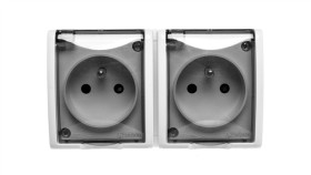 Simon Aquarius Gniazdo Hermetyczne Podwójne Z/U Ip54 Z I Przesłoną Torów I...